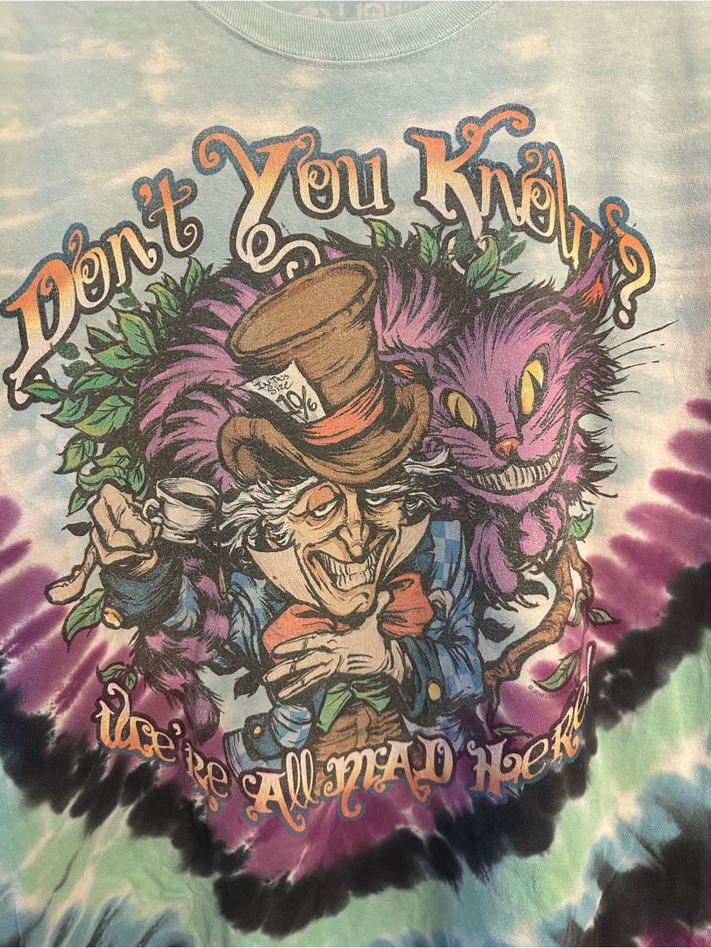 2016 Tie-Dye Mad Hatter Graphic Tee - Light Blue, Purple & Black - Picture 2 of 5